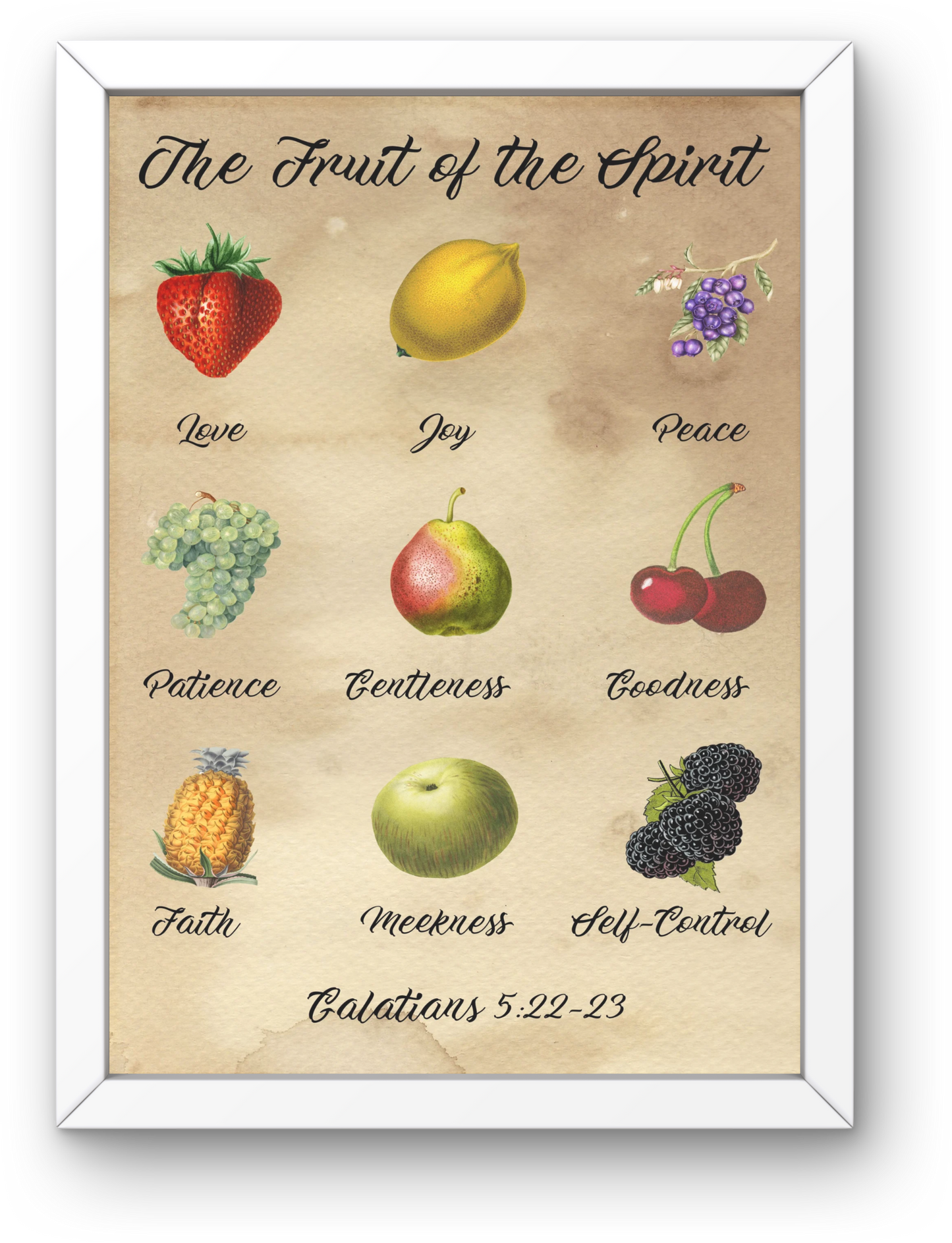 Downloadable Fruit of the Spirit Wall Art Vintage Prints Christian Art Gift