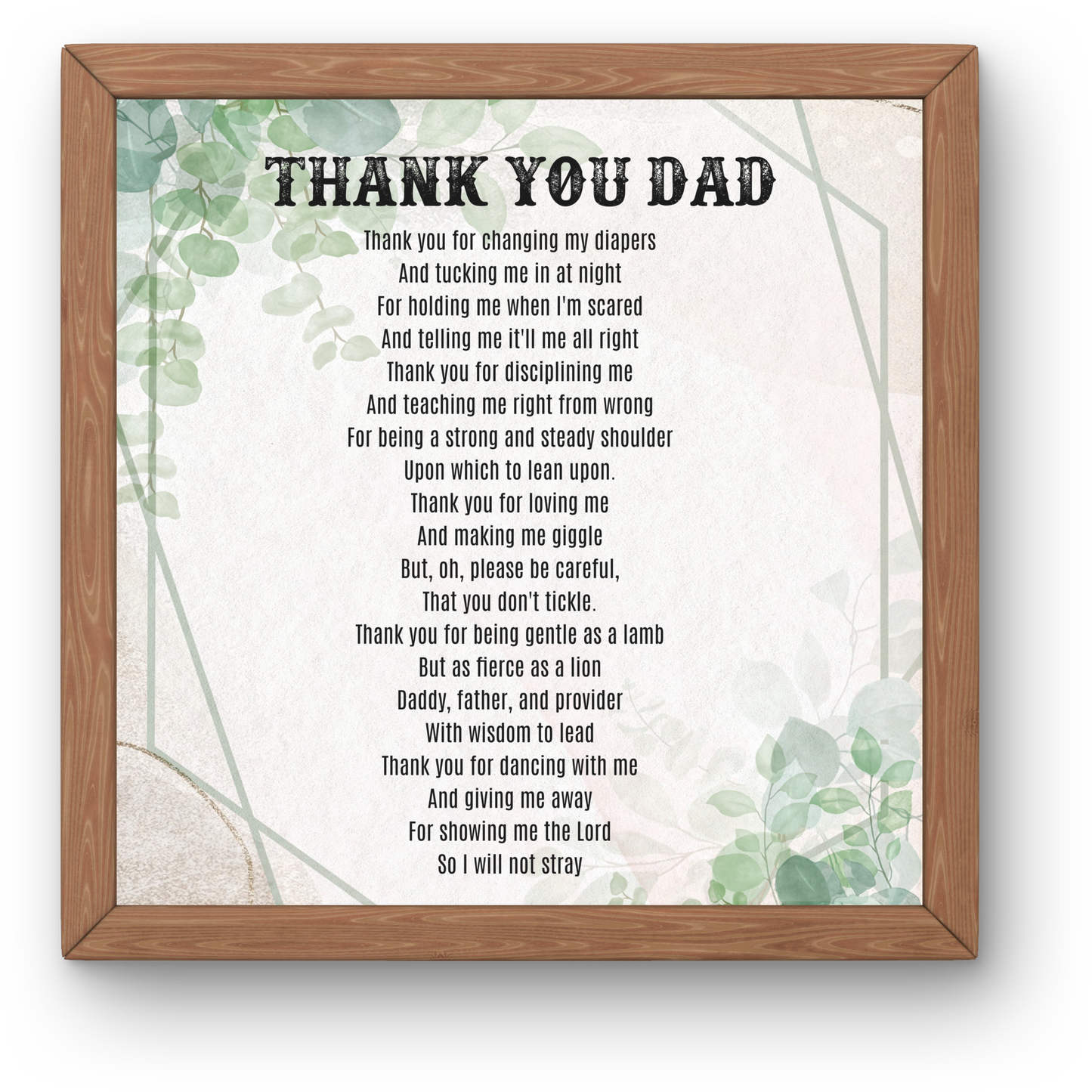 Thank You Dad Father's Day Poem Father's Day Card Printable