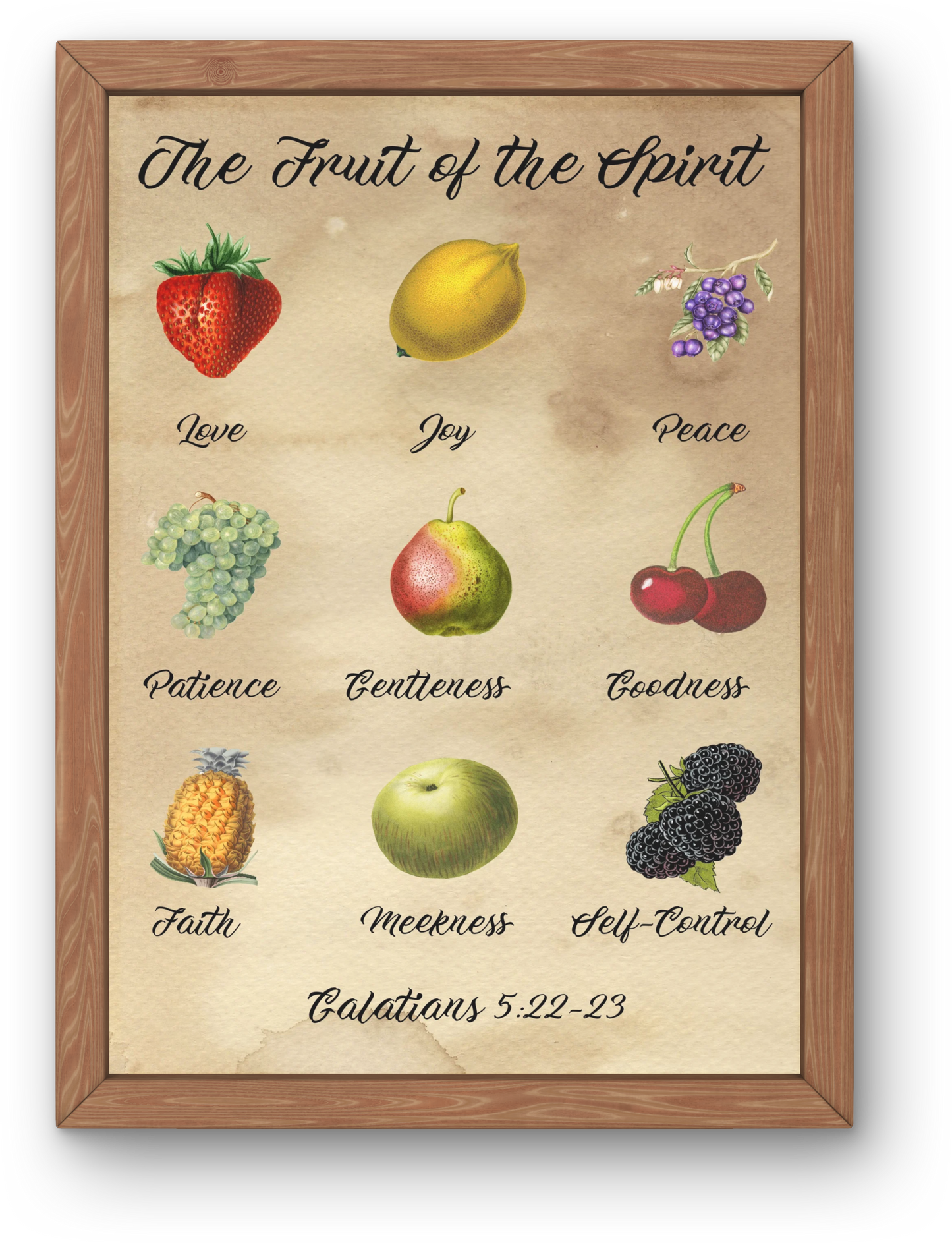 Downloadable Fruit of the Spirit Wall Art Vintage Prints Christian Art Gift