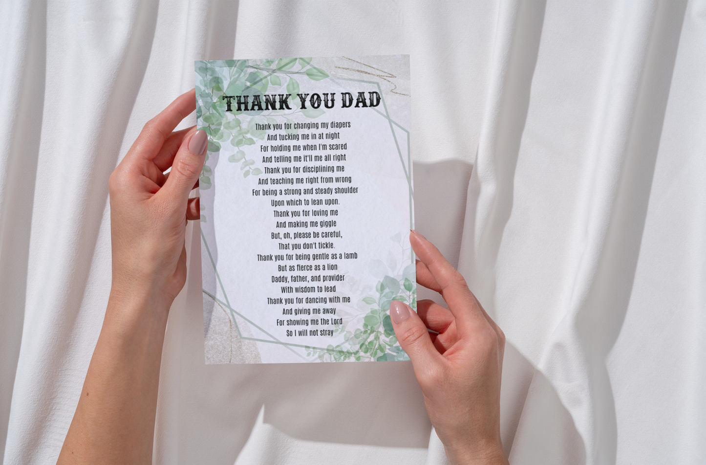 Thank You Dad Father's Day Poem Father's Day Card Printable