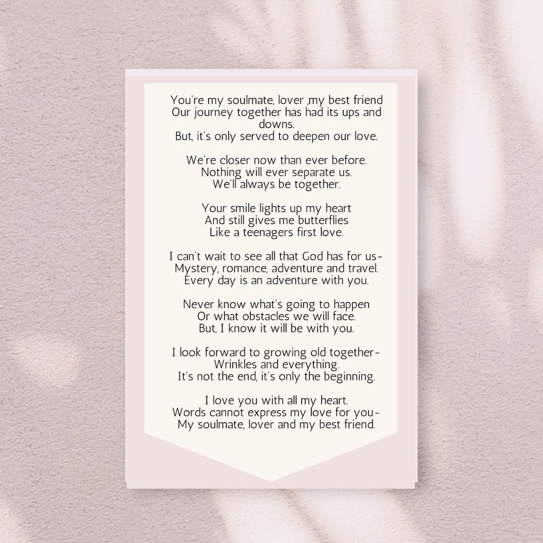 Soulmate Lovers Romantic Love Poems For Her Romantic Anniversary Card For Him