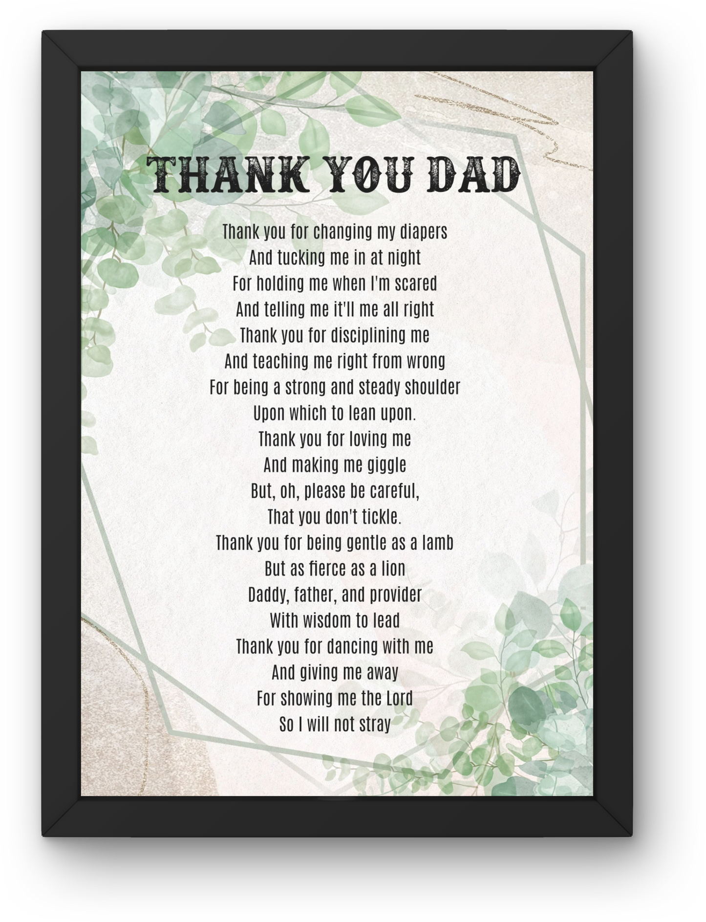 Thank You Dad Father's Day Poem Father's Day Card Printable