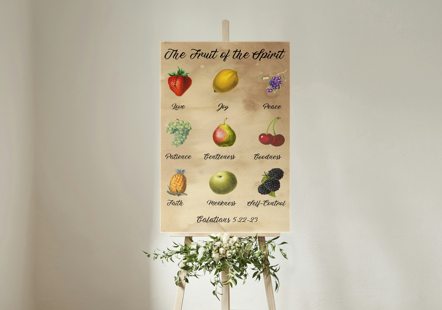 Downloadable Fruit of the Spirit Wall Art Vintage Prints Christian Art Gift