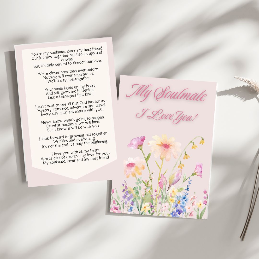 Soulmate Lovers Romantic Love Poems For Her Romantic Anniversary Card For Him