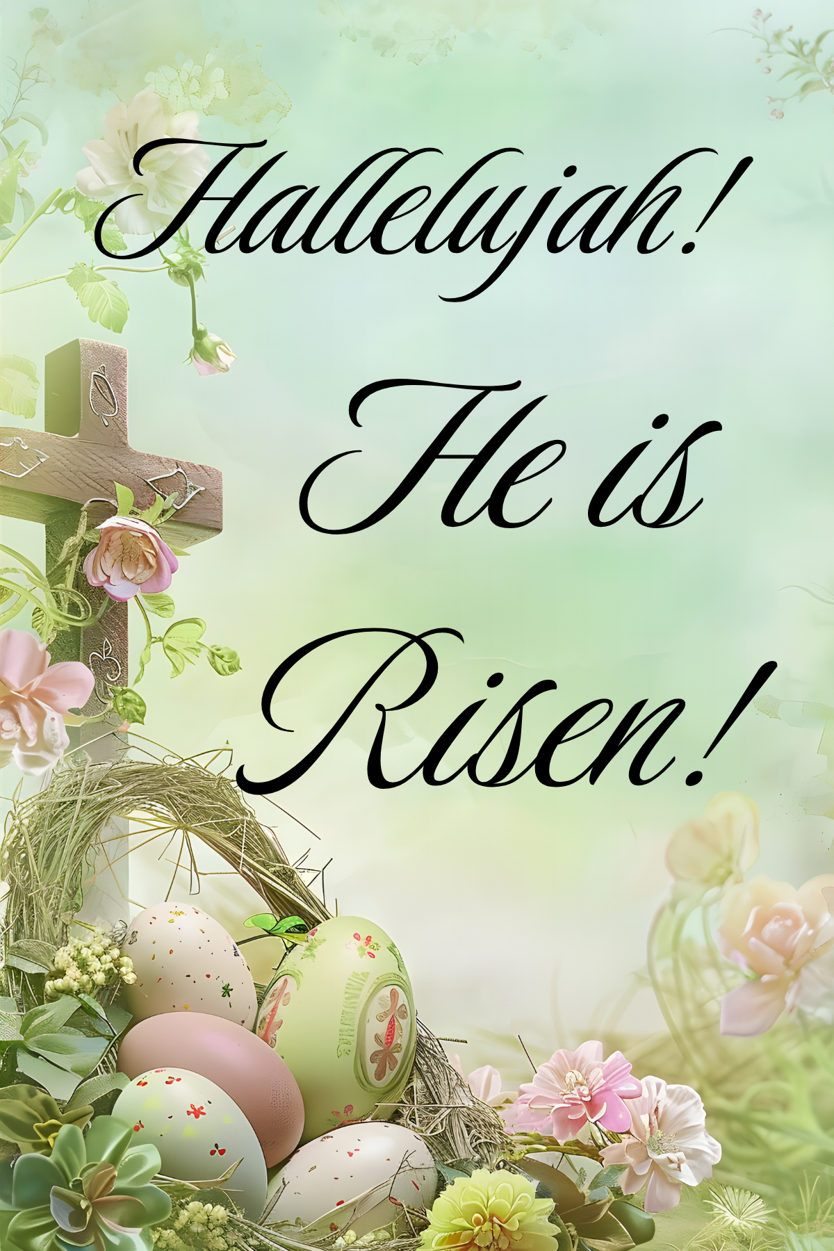 Hallelujah! He is Risen Printable Easter Card with Envelope