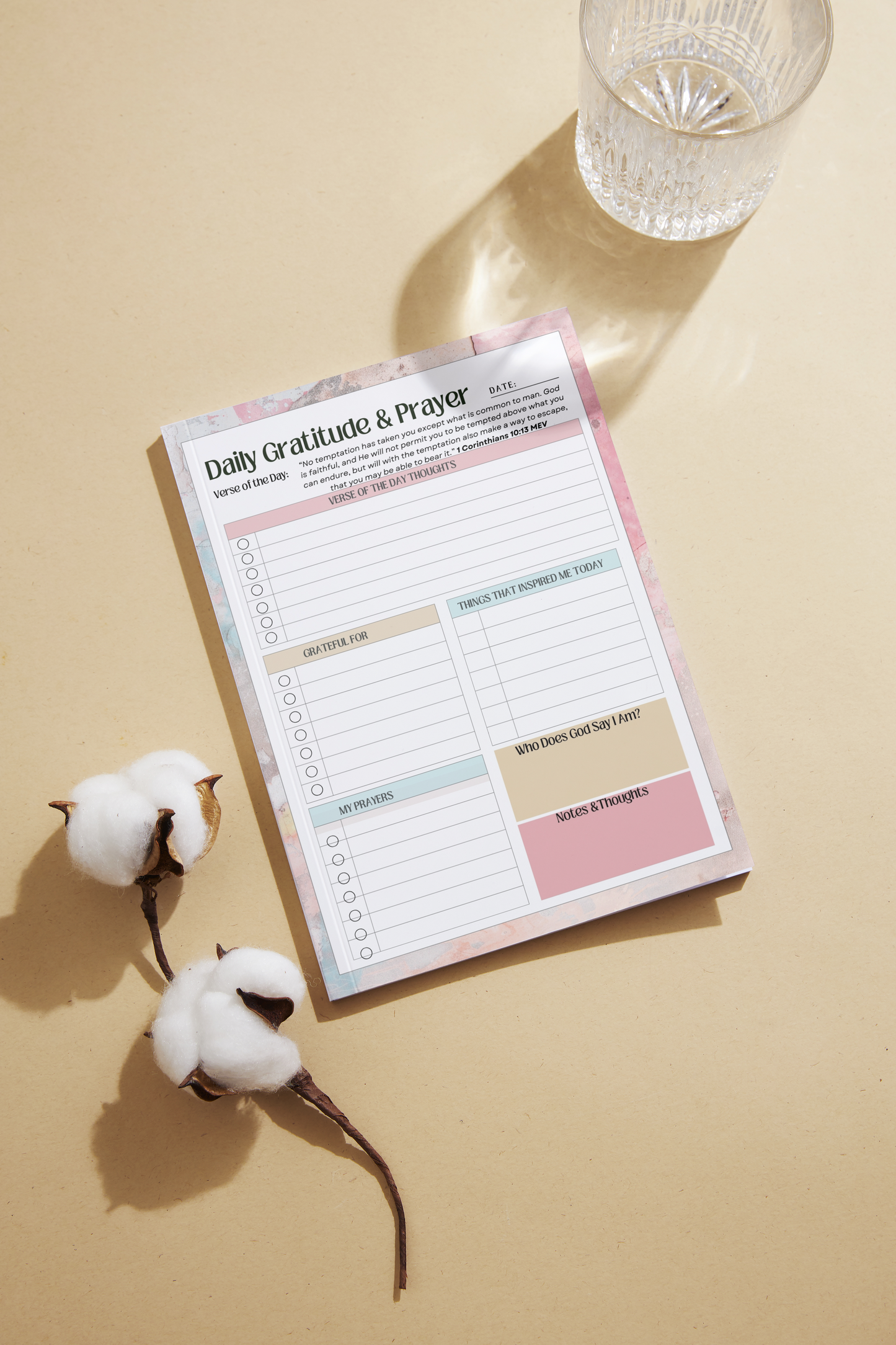 Daily Gratitude and Prayer Journal With Christian Vision Board and Identity in Christ Scriptures Digital Download