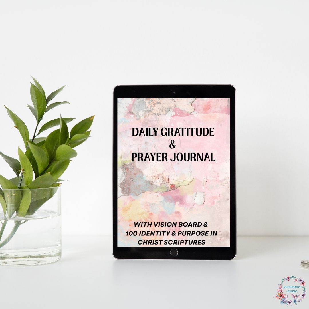 Daily Gratitude and Prayer Journal With Christian Vision Board and Identity in Christ Scriptures Digital Download