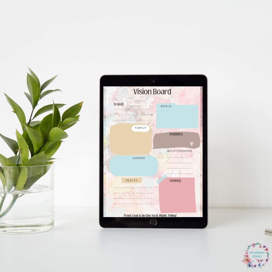 Daily Gratitude and Prayer Journal With Christian Vision Board and Identity in Christ Scriptures Digital Download