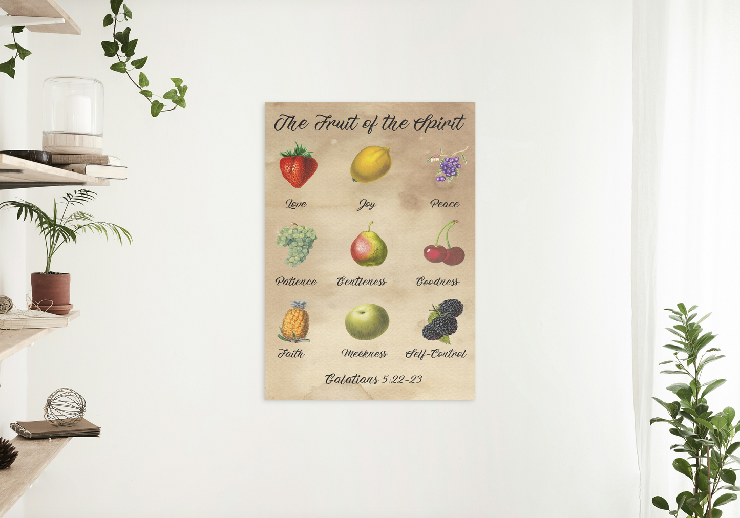 Downloadable Fruit of the Spirit Wall Art Vintage Prints Christian Art Gift