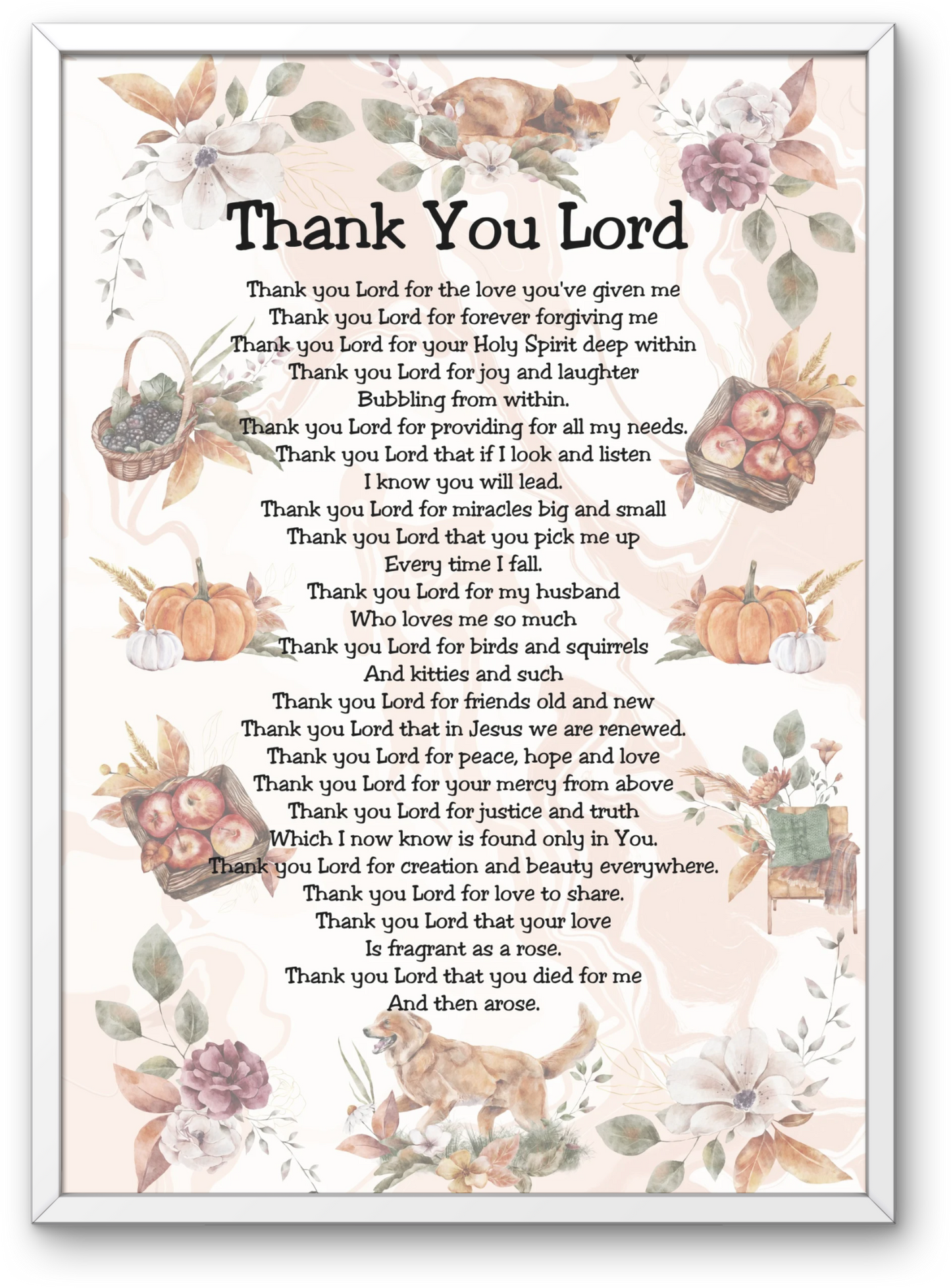 Thank You Lord Printable Thanksgiving Christian Prayer Poetry Artwork