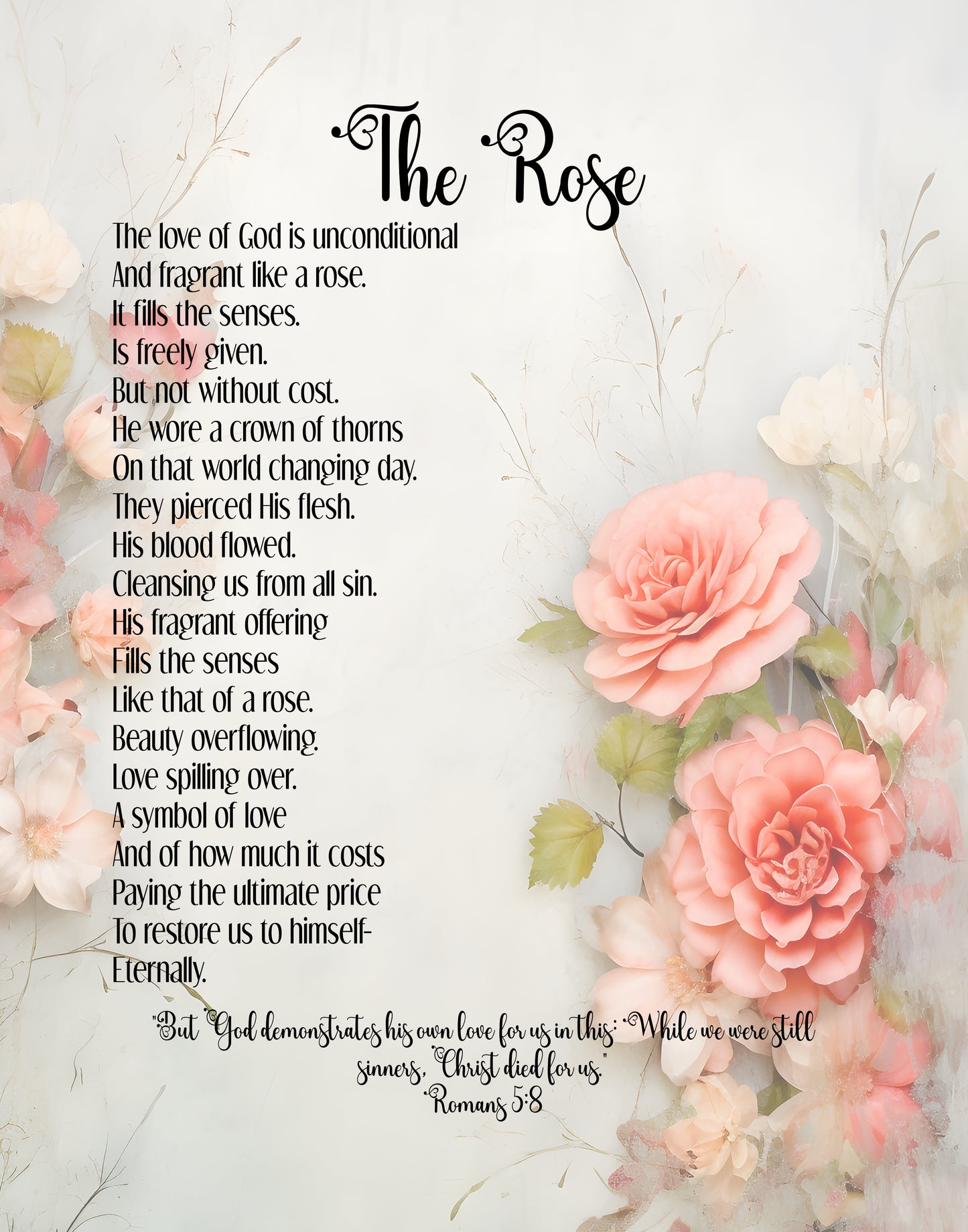 The Rose Christian Poem About God's Love Digital Print