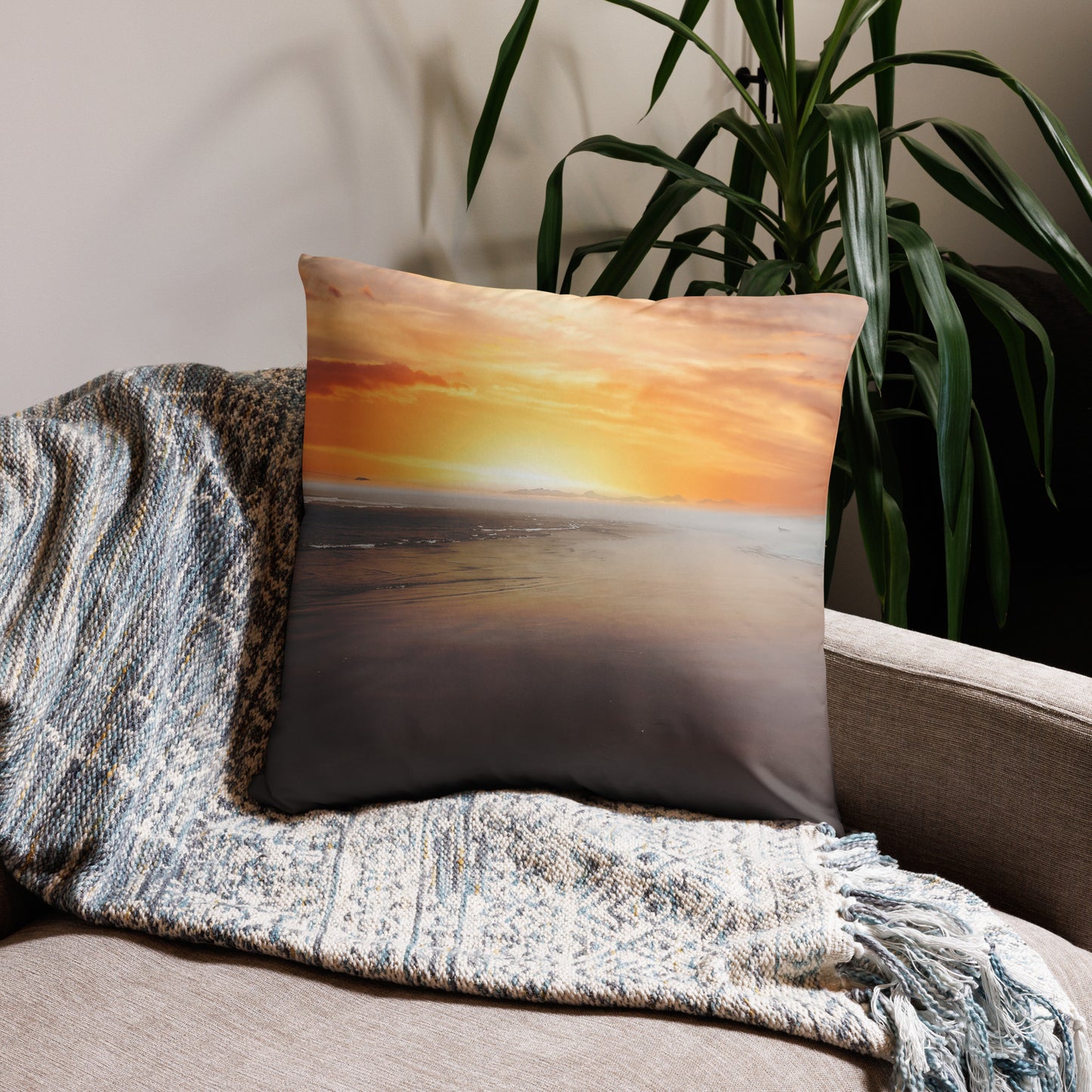 Sunset on the Oregon Coast Ocean Beach Nautical Pillow