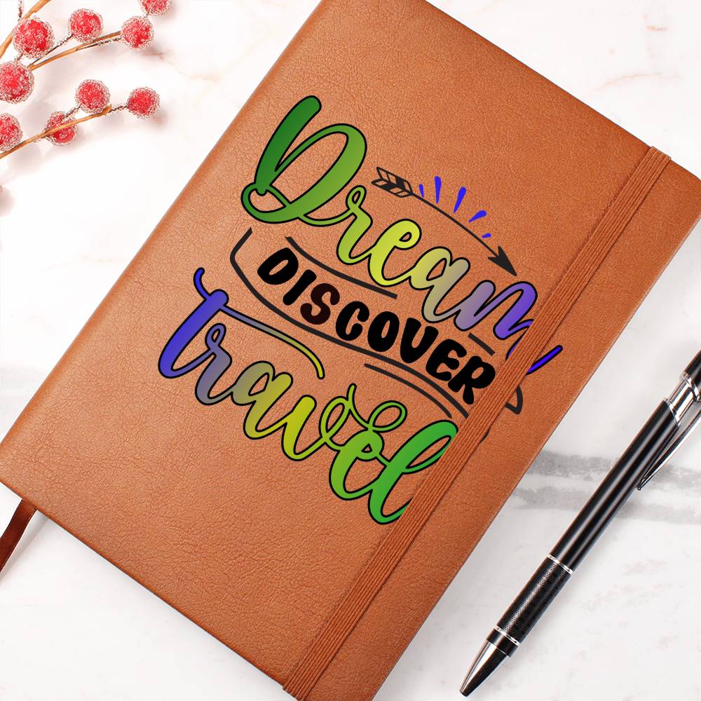 "Dream Discover Travel" Vegan Leather Travel Journal Great Gift For Traveler