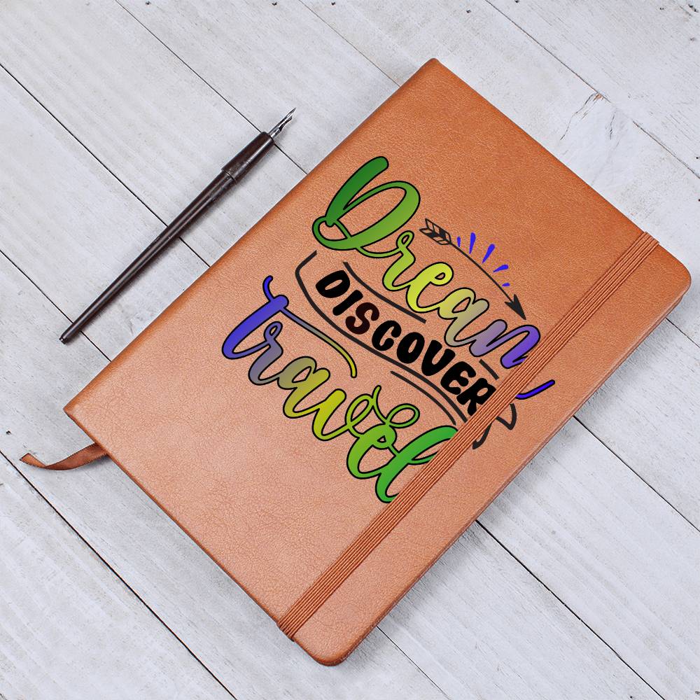 "Dream Discover Travel" Vegan Leather Travel Journal Great Gift For Traveler