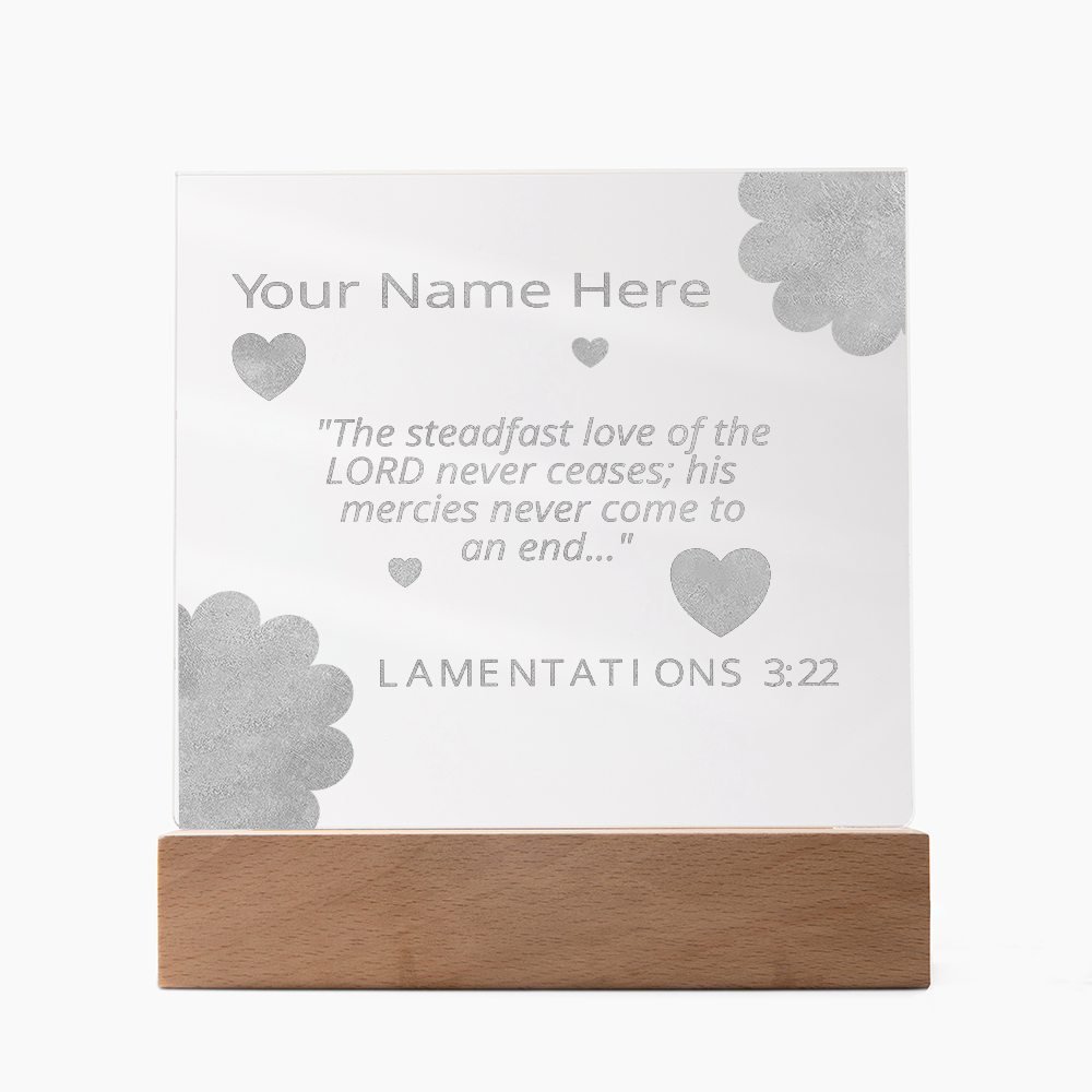 Personal Name Lamentations 3 Art Colorful Acrylic Transparent Photo Frame with LED