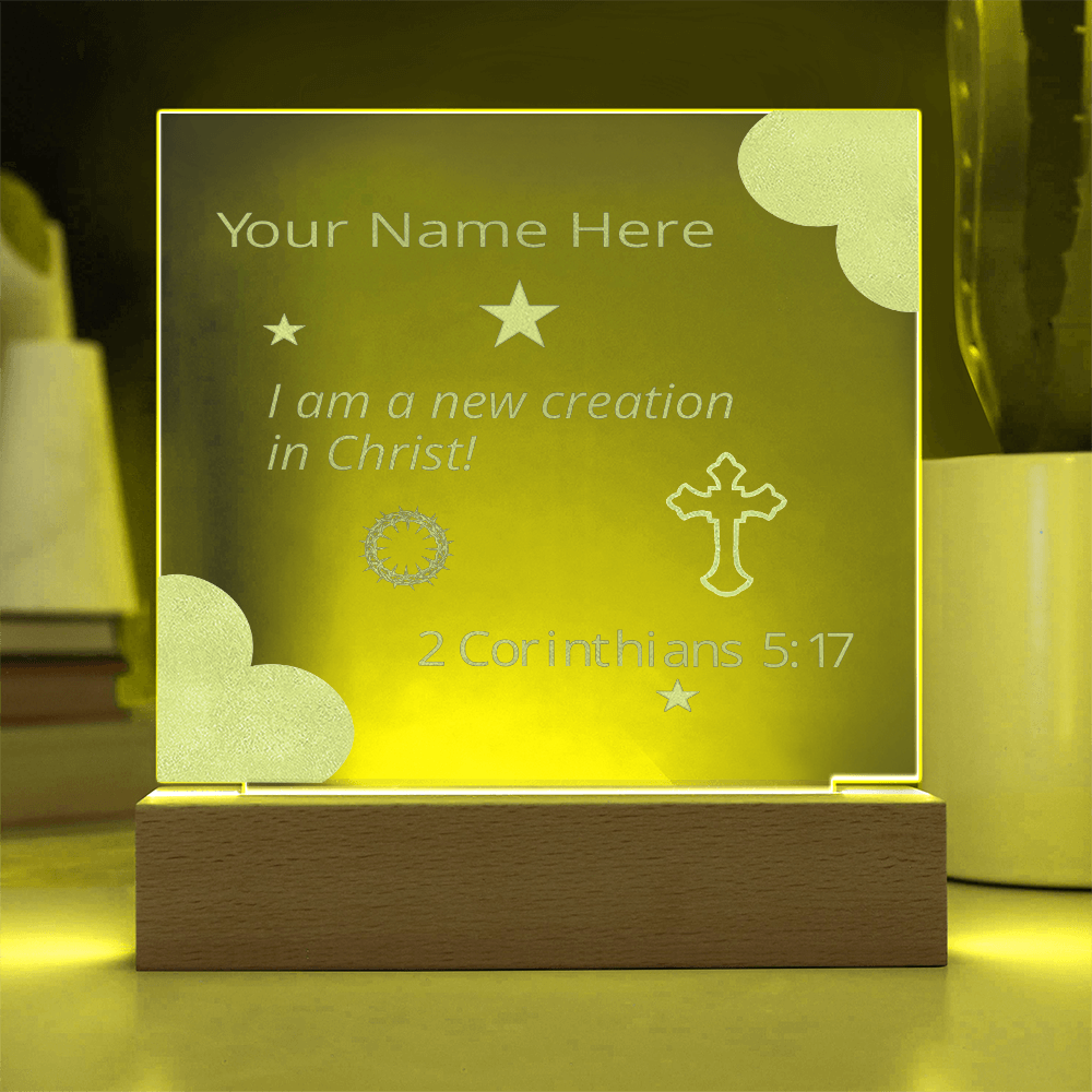 I Am A New Creation in Christ Identity in Christ Bible Verses On Engraved LED Acrylic Photo Frame