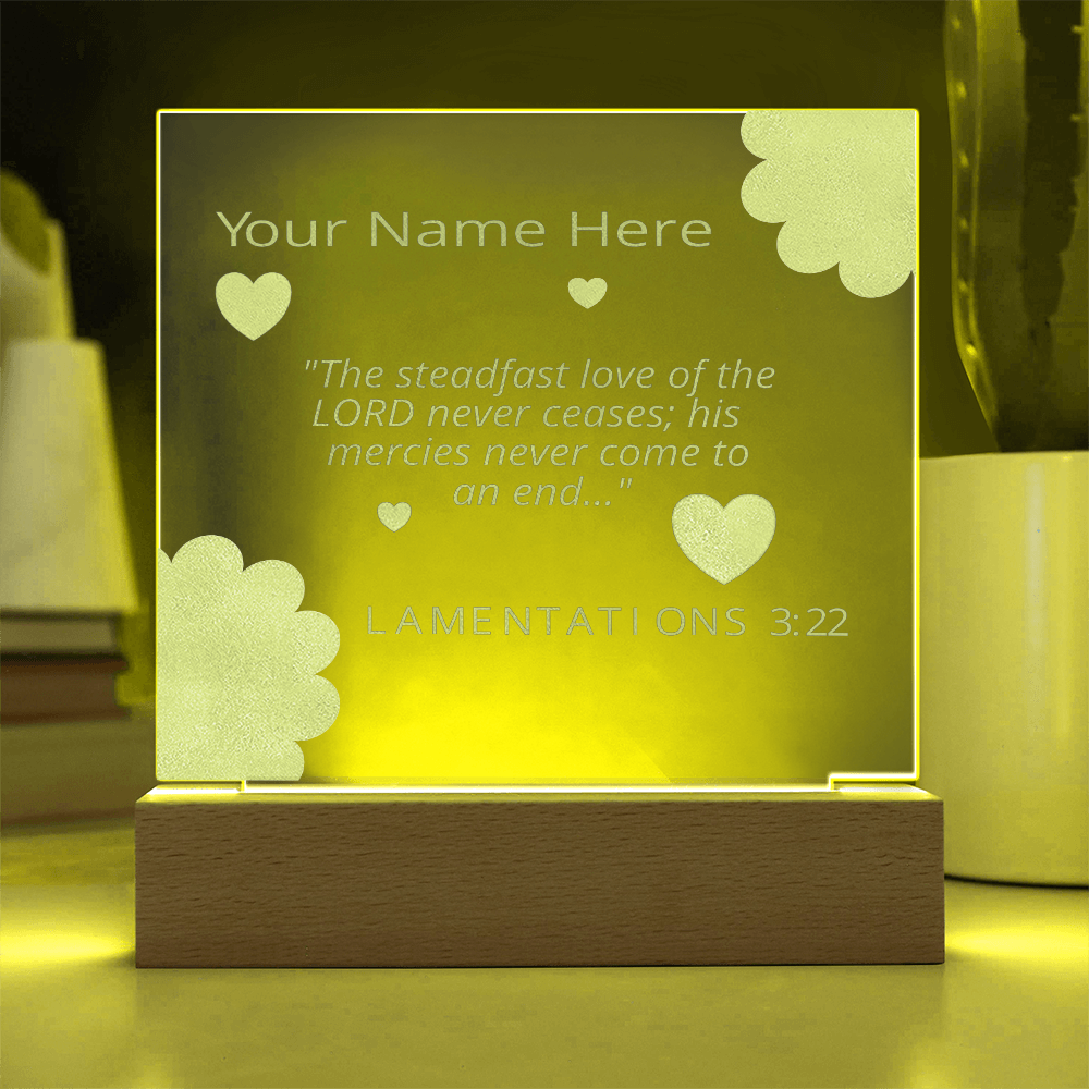 Personal Name Lamentations 3 Art Colorful Acrylic Transparent Photo Frame with LED