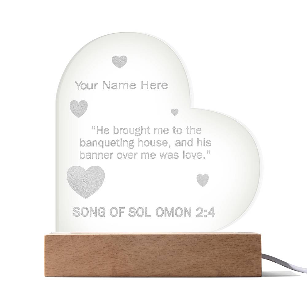 Christian Romance Song of Solomon Valentines Day Bible Verse Engraved LED Acrylic Photo Frame Personalized Valentines Days Gift