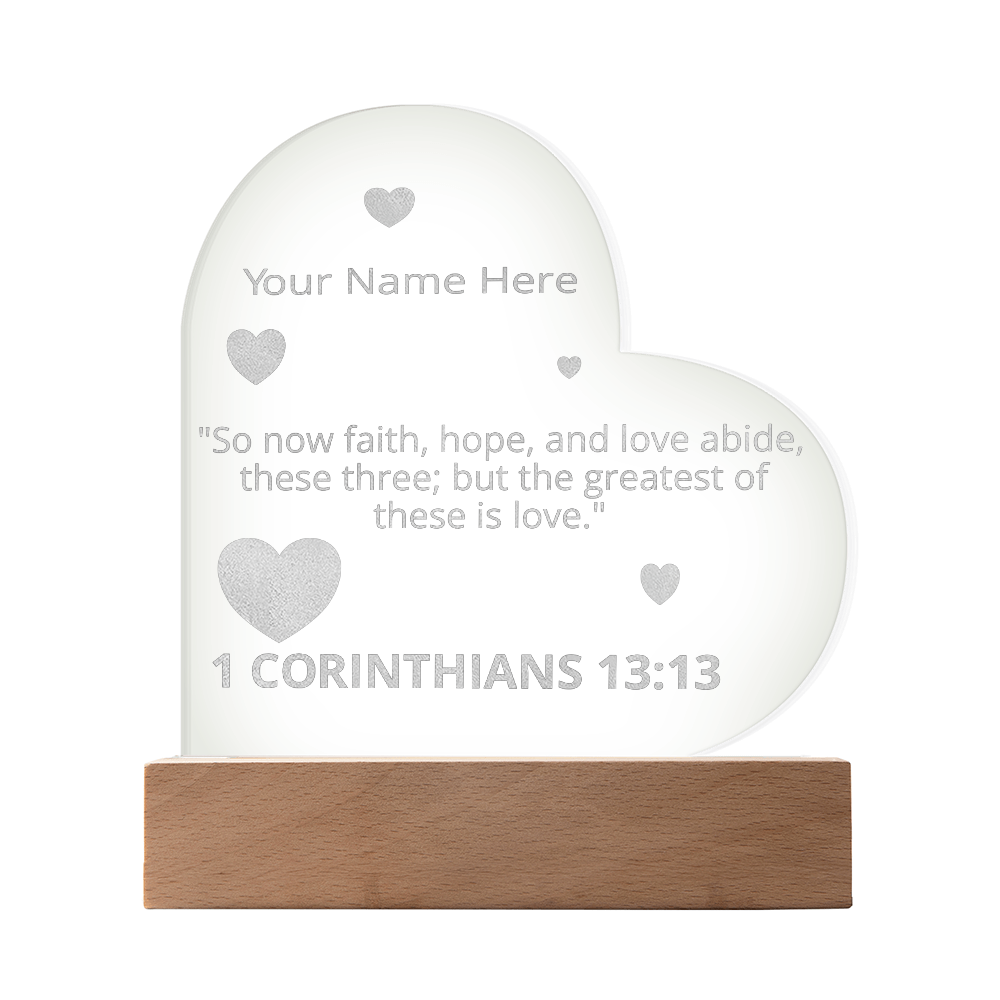 1 Corinthians 13:13 The Greatest of These is Love Valentines Day Bible Verse Love's Perfection Personalized Engraved LED Acrylic Photo Frame Valentines Days Gift