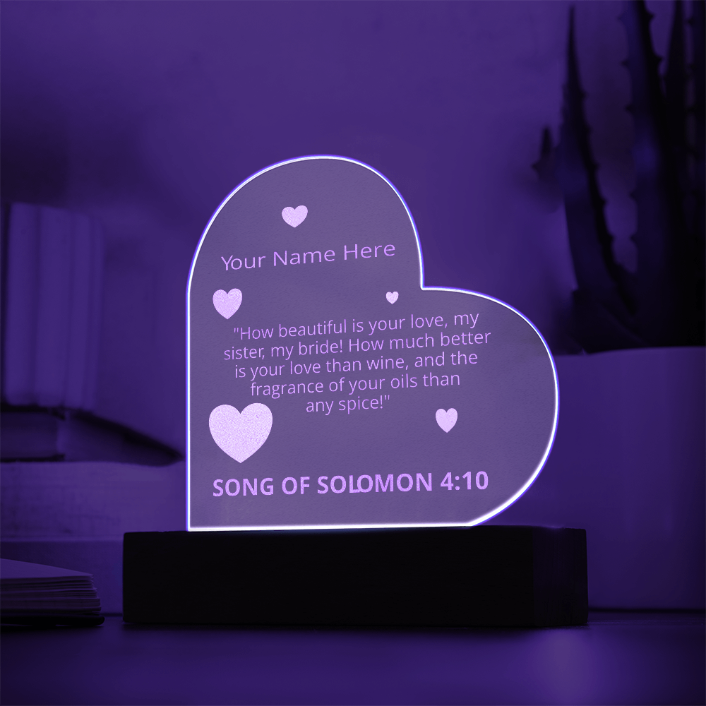 Song of Solomon 4 10 Valentines Day Bible Verse On Engraved LED Acrylic Photo Frame Personalized Valentines Days Gift