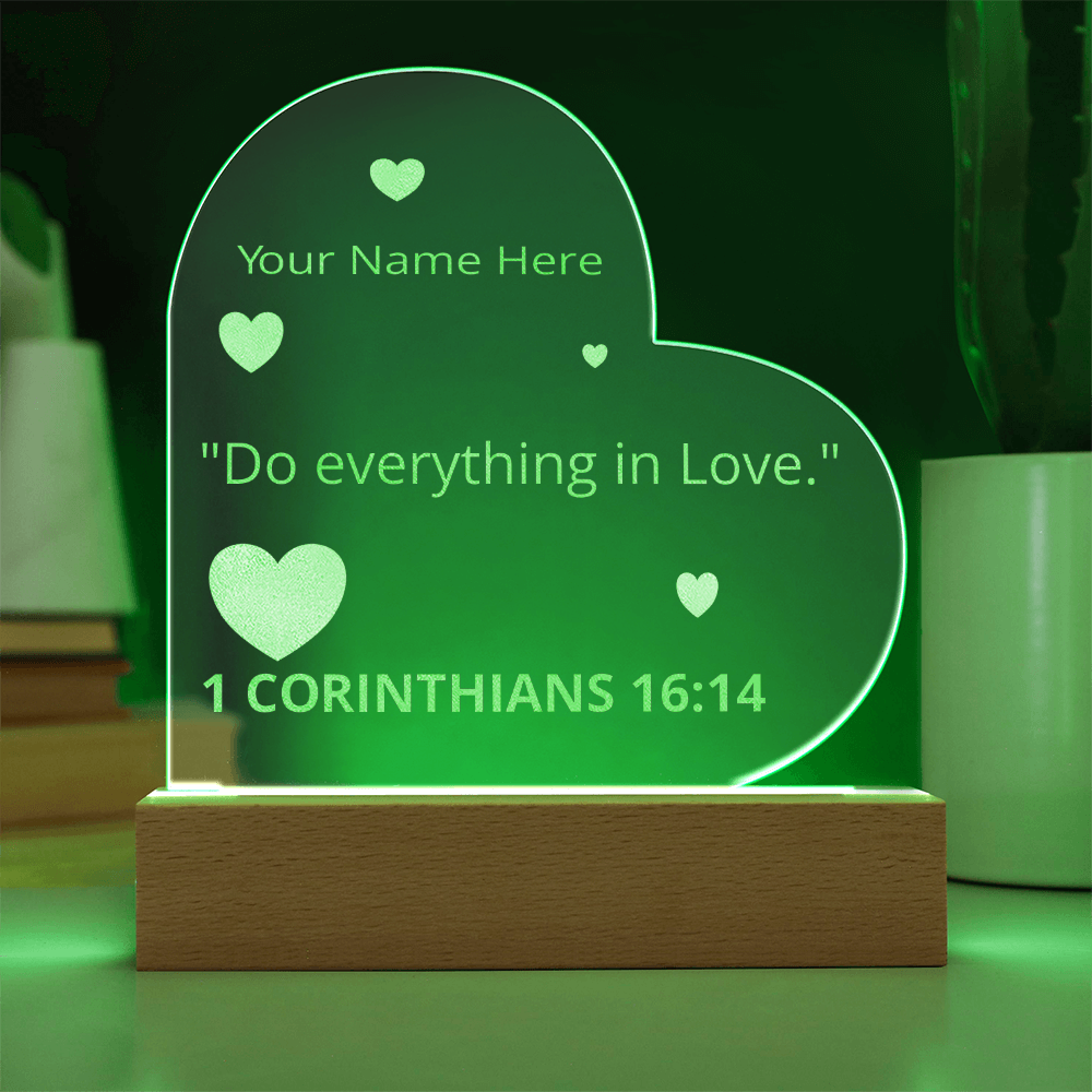 1 Corinthians 16: 4 Do Everything In Love Valentines Day Bible Verse Engraved LED Acrylic Photo Frame LED Light Personalized Valentines Days Gift