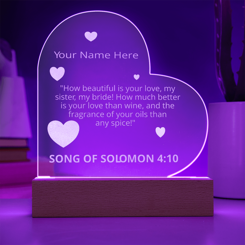 Song of Solomon 4 10 Valentines Day Bible Verse On Engraved LED Acrylic Photo Frame Personalized Valentines Days Gift