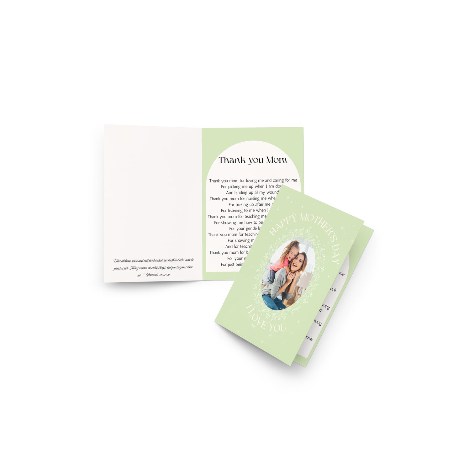 Thank You Mom Message On Personalized Mothers Day Card With Custom Photo Gift and Mother's Day Poetry Gifts For Mother's Day