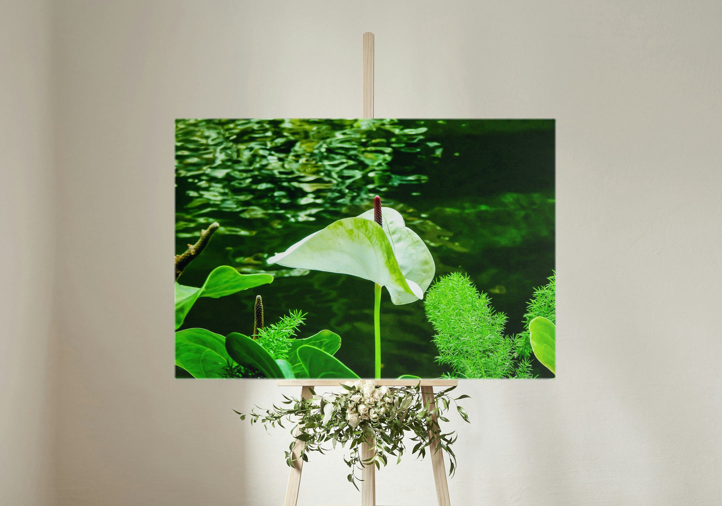 Peaceful White Anthurium Flower by River Digital Print