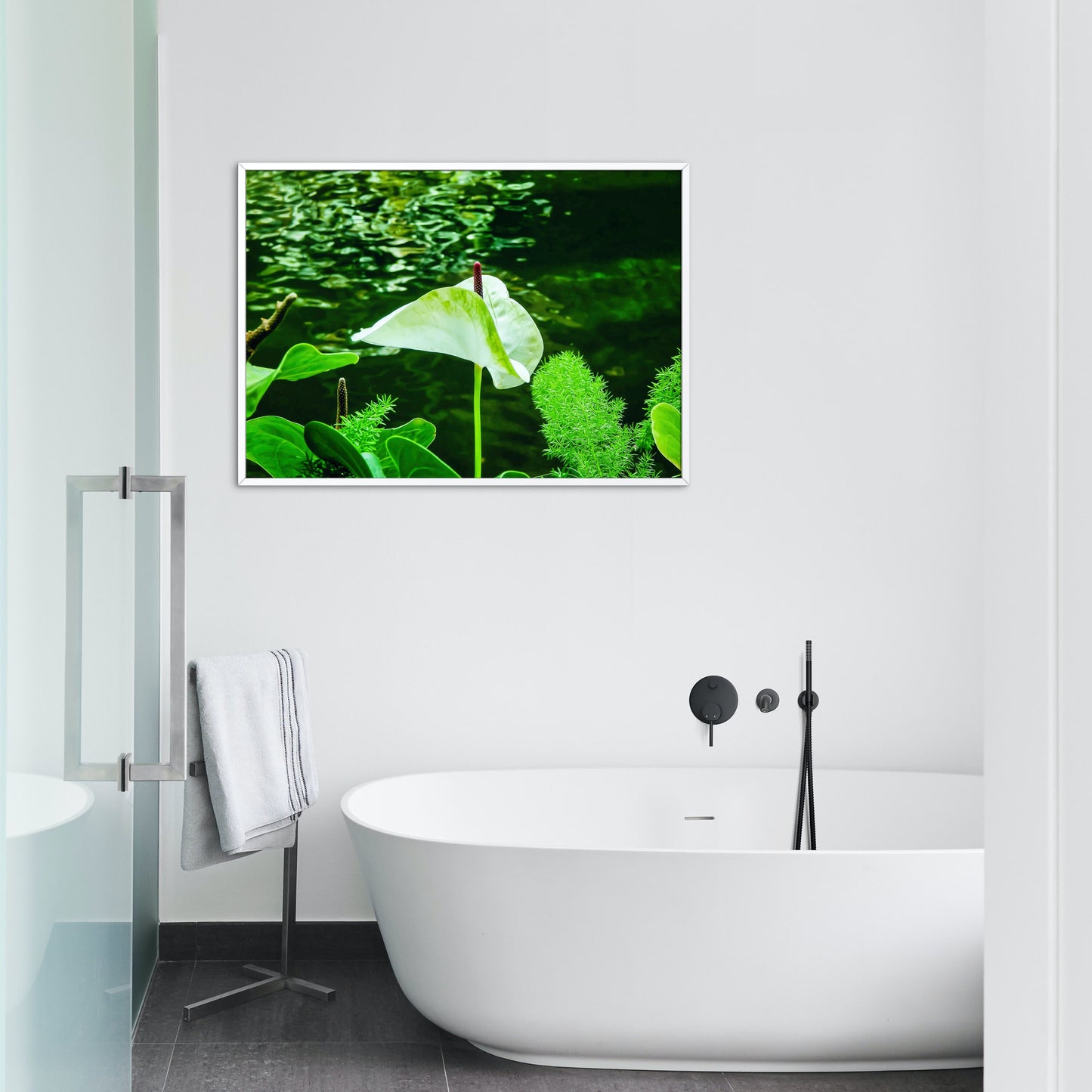 Peaceful White Anthurium Flower by River Digital Print