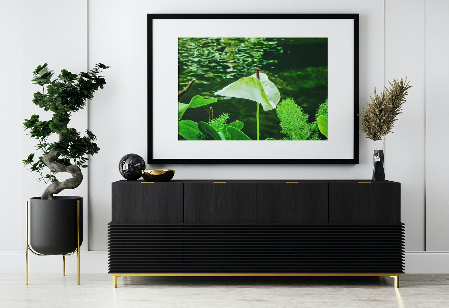 Peaceful White Anthurium Flower by River Digital Print