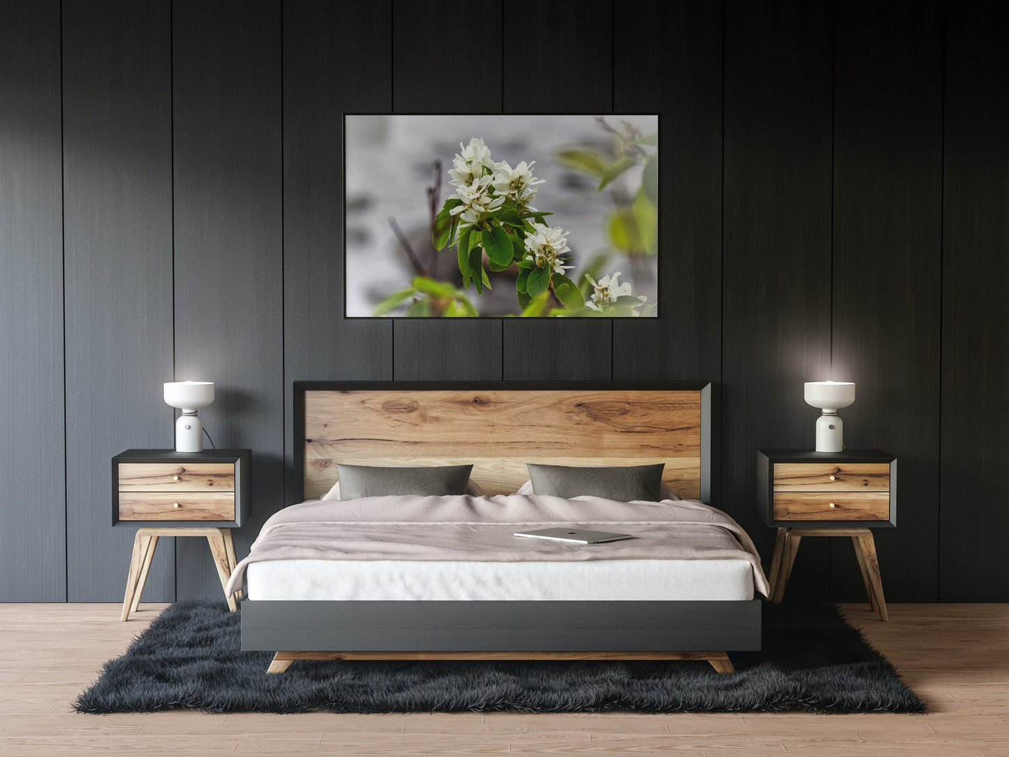 White Juneberry Serviceberry Floral Digital Print