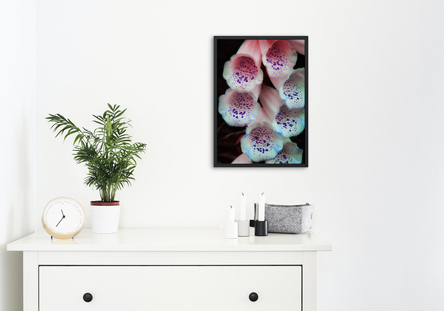 White Foxgloves With Purple Specks Floral Digital Prints
