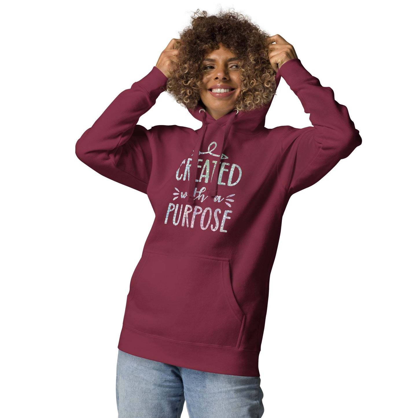 Created With a Purpose Christian Identity Purposeful Life Prayerful Hoodie