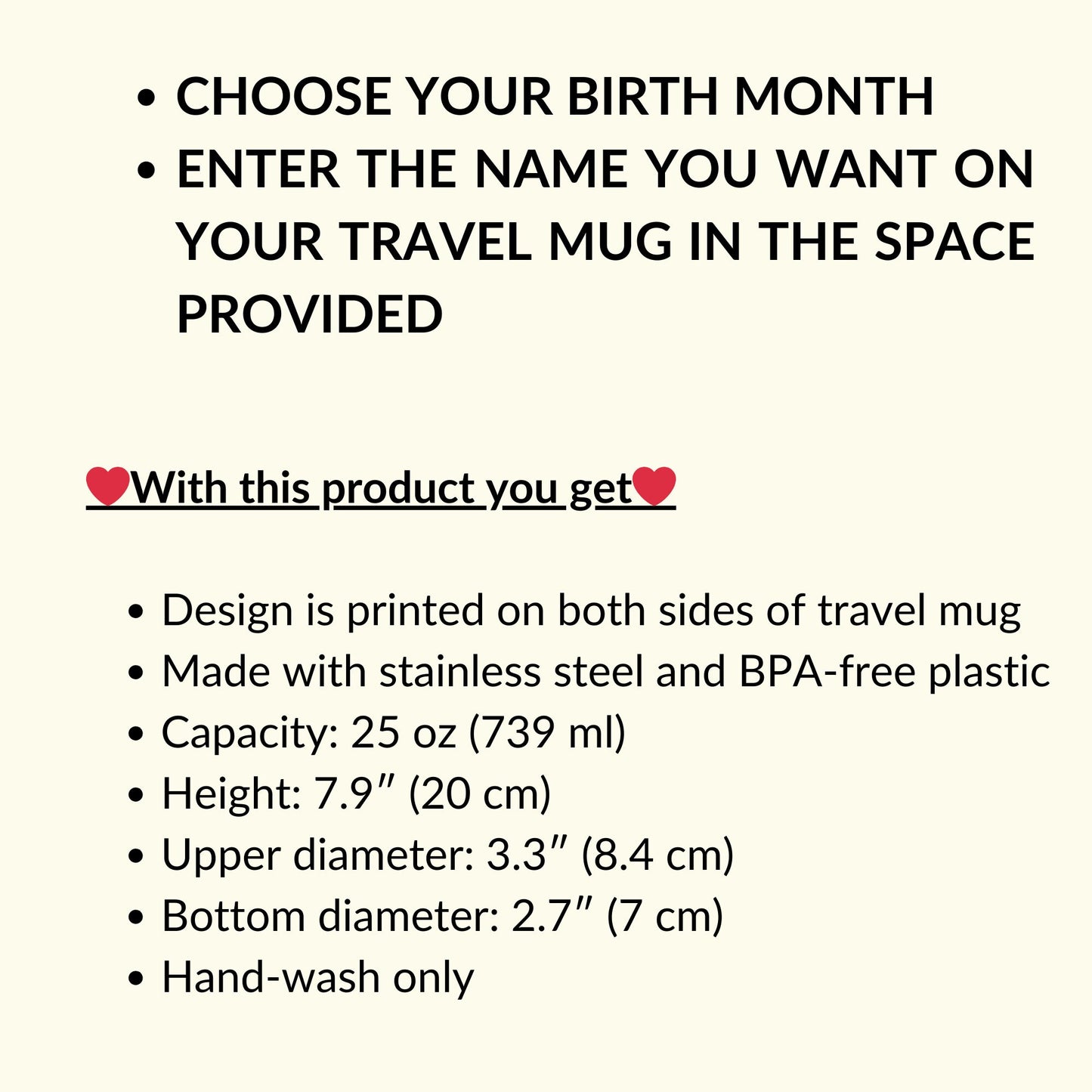 Personalized Name and Birth Month Flowering Butterfly Travel Mug with Handle