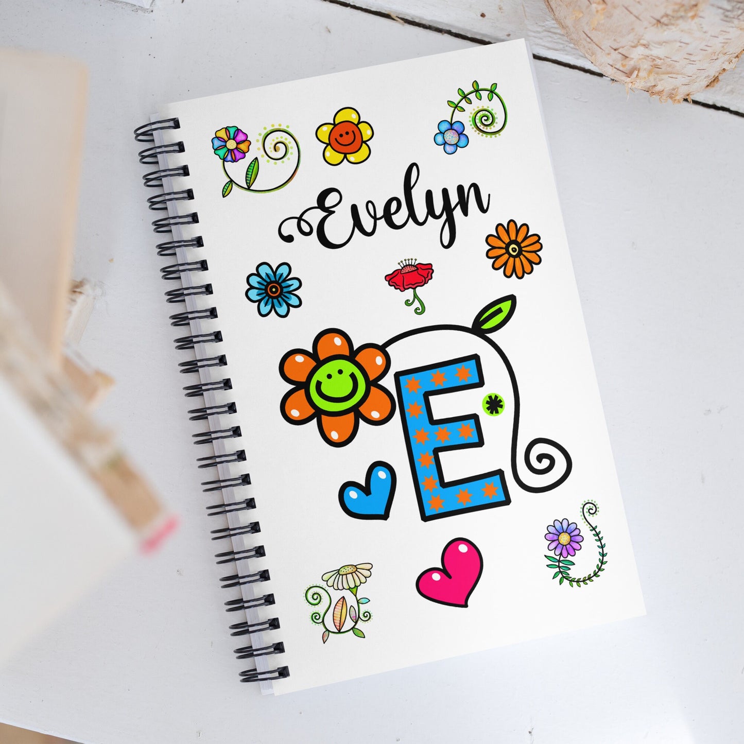 Personalized DOODLE Alphabetical Letters Spiral Notebook