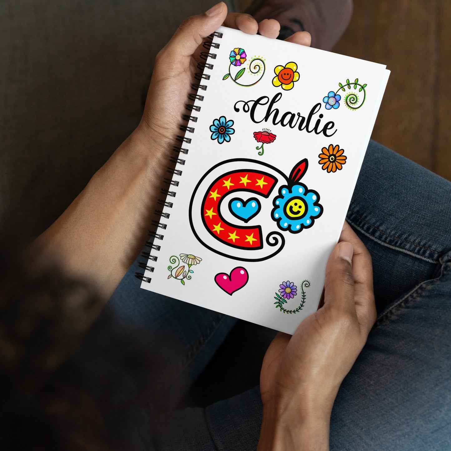 Personalized DOODLE Alphabetical Letters Spiral Notebook