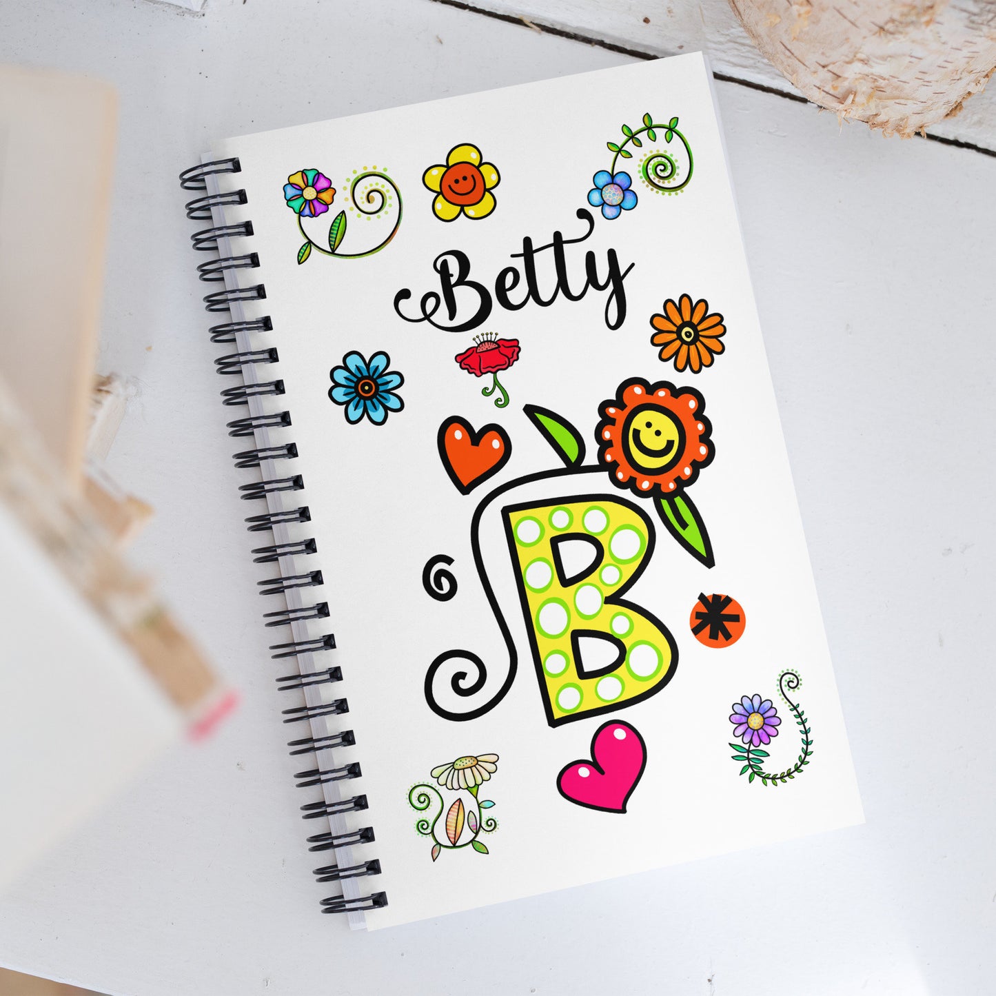 Personalized DOODLE Alphabetical Letters Spiral Notebook