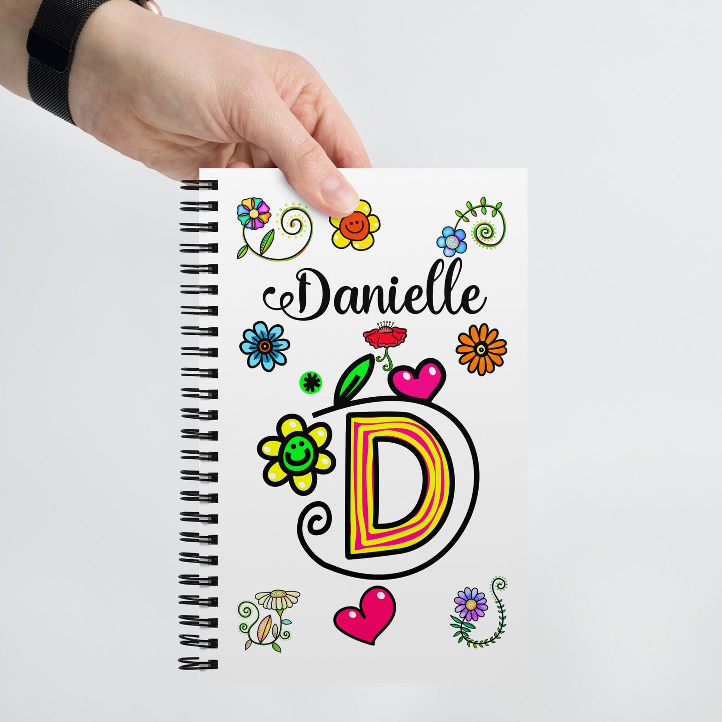 Personalized DOODLE Alphabetical Letters Spiral Notebook