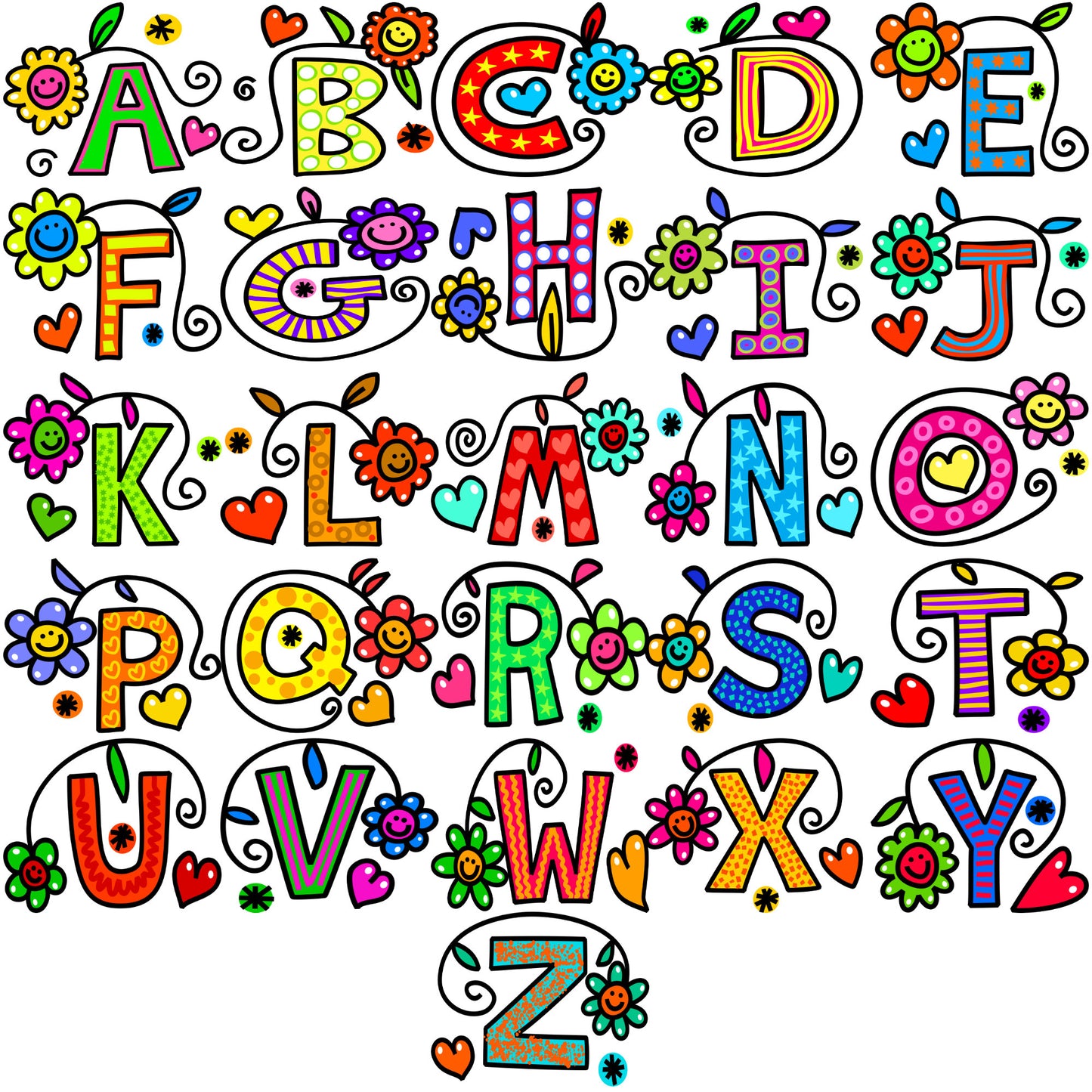Personalized DOODLE Alphabetical Letters Spiral Notebook