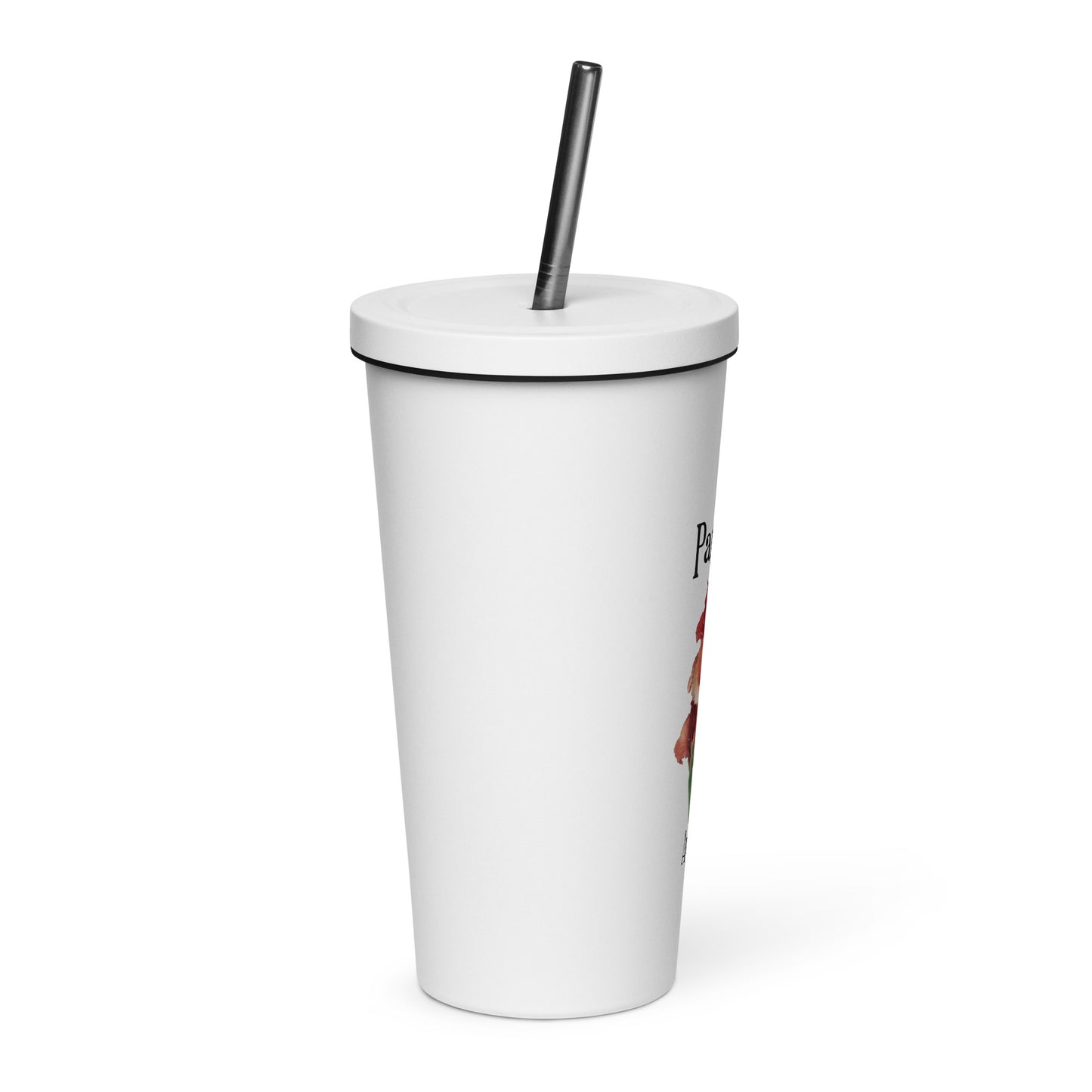 Personalized Name and Birth Month Flower Insulated Tumbler With Straw