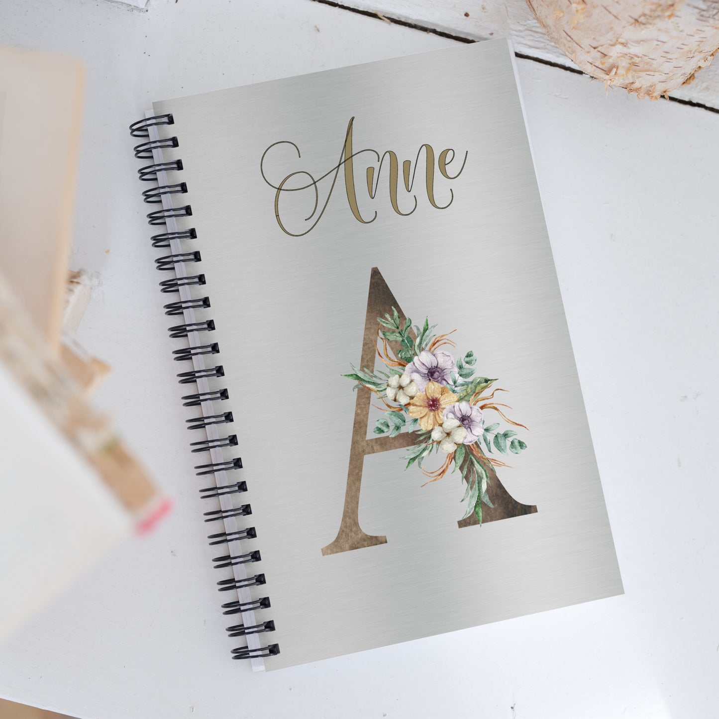 Personalized Elegant Flowered MONOGRAM Spiral Notebook