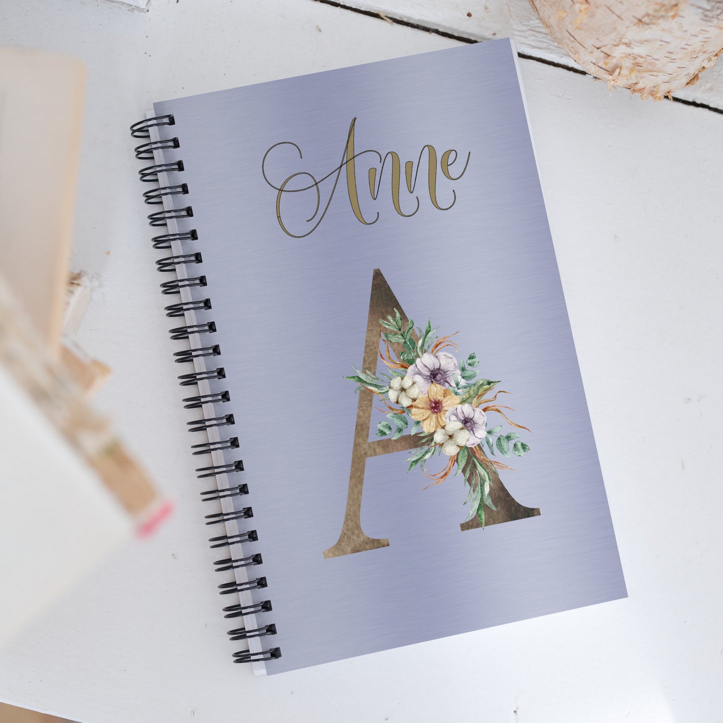 Personalized Elegant Flowered MONOGRAM Spiral Notebook