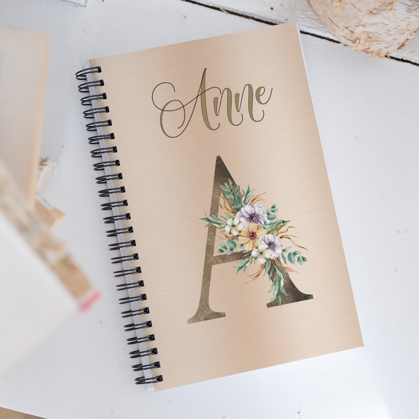 Personalized Elegant Flowered MONOGRAM Spiral Notebook