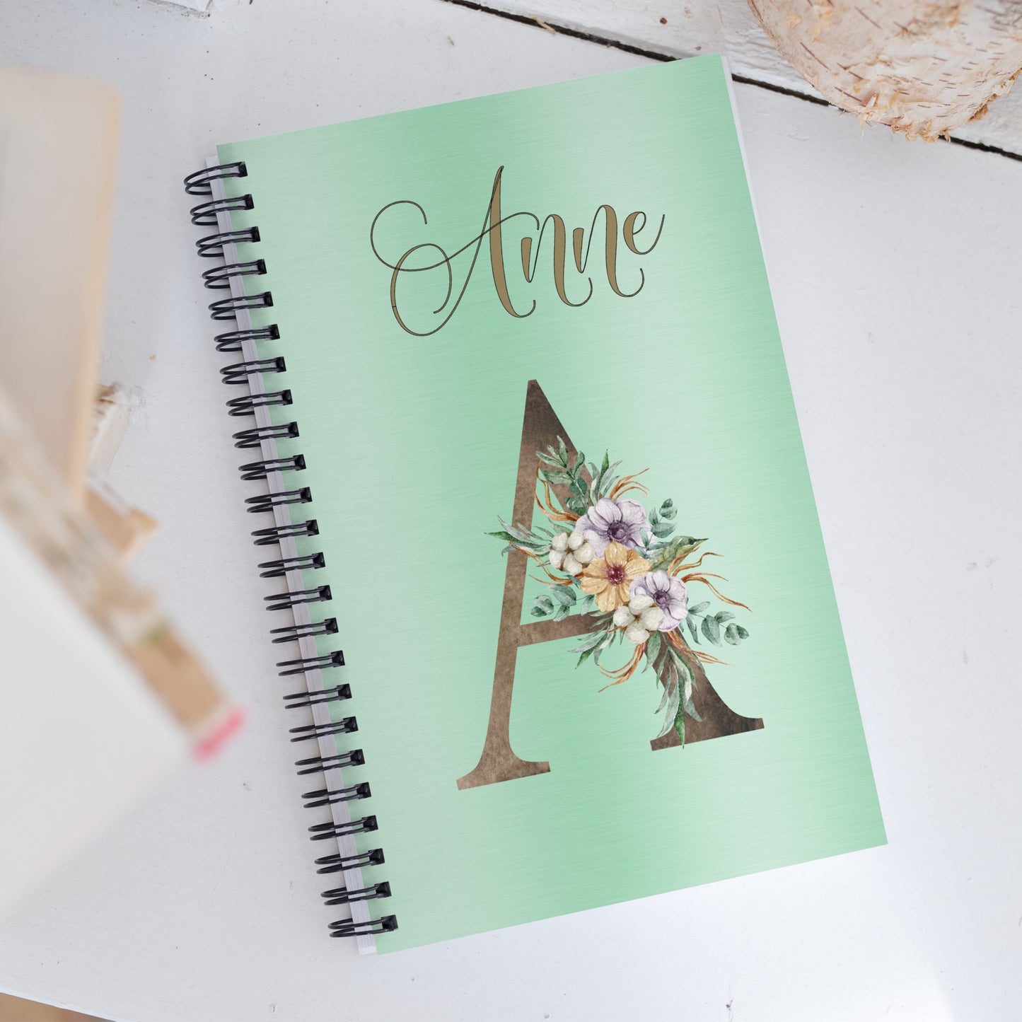 Personalized Elegant Flowered MONOGRAM Spiral Notebook