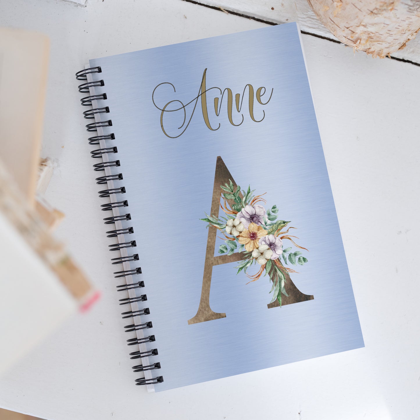 Personalized Elegant Flowered MONOGRAM Spiral Notebook