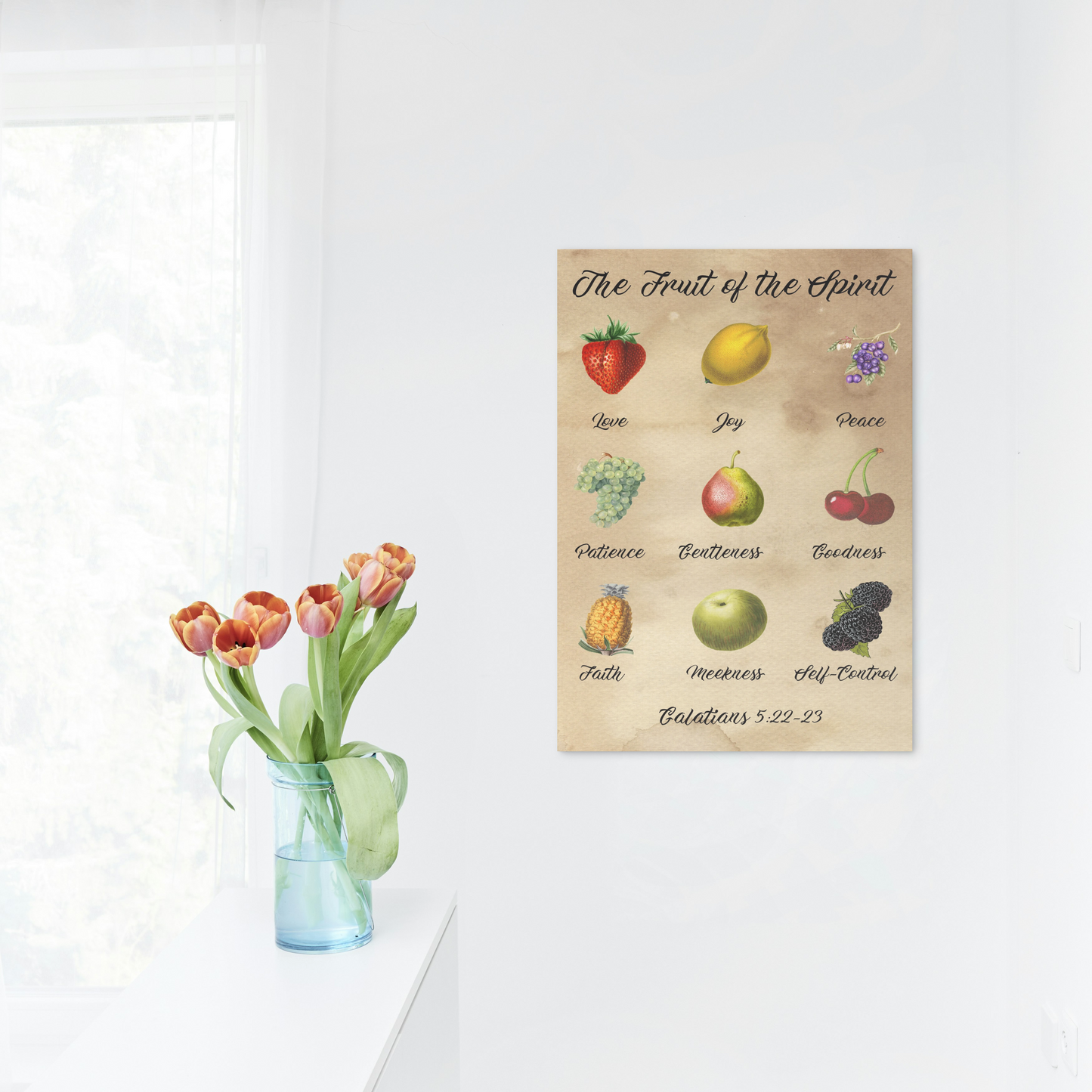 Downloadable Fruit of the Spirit Wall Art Vintage Prints Christian Art Gift