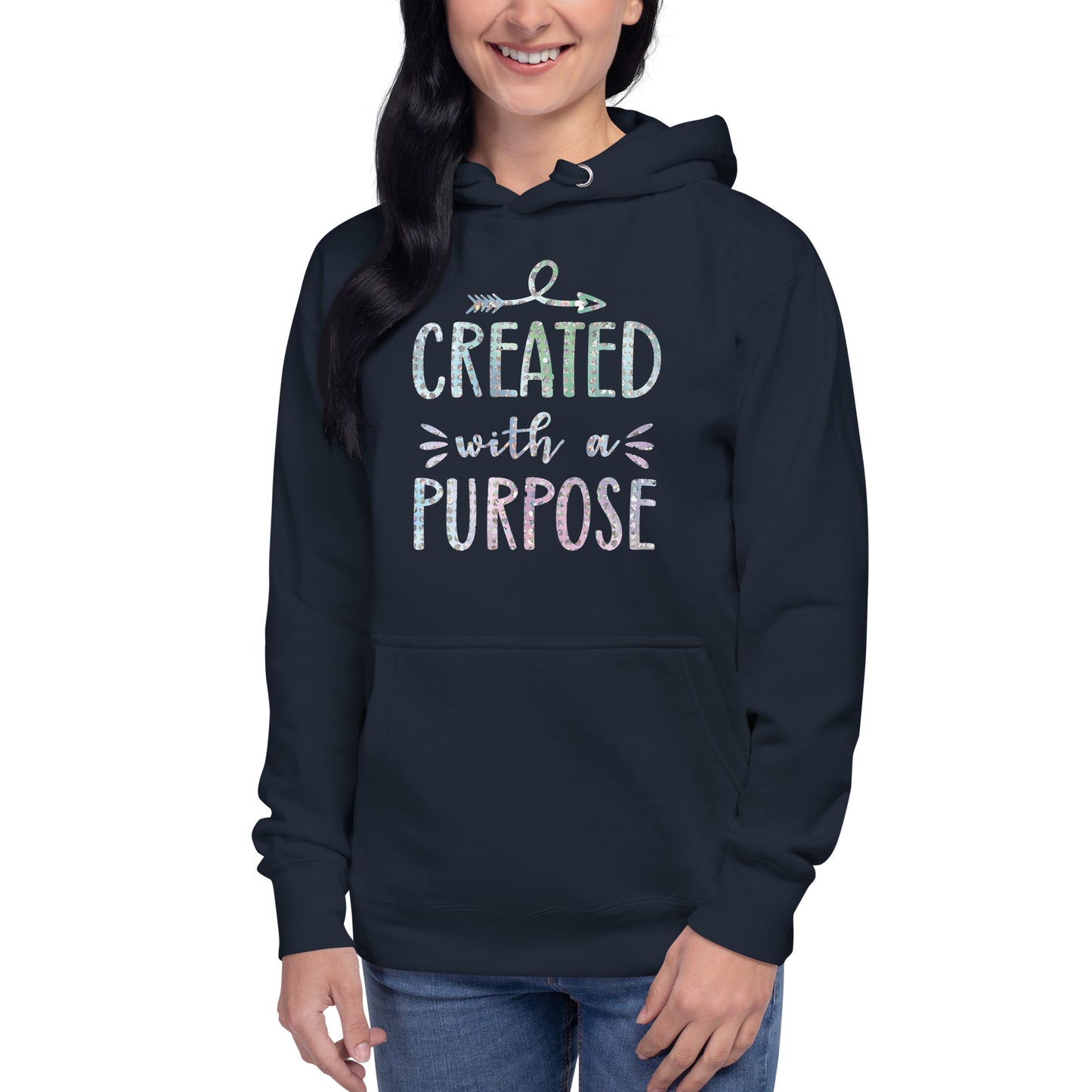 Created With a Purpose Christian Identity Purposeful Life Prayerful Hoodie