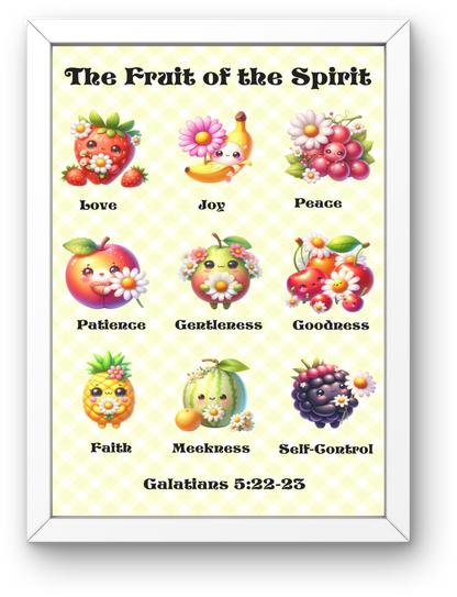Cute Artful Fruit of the Spirit Art For Children Digital Downloadable Print