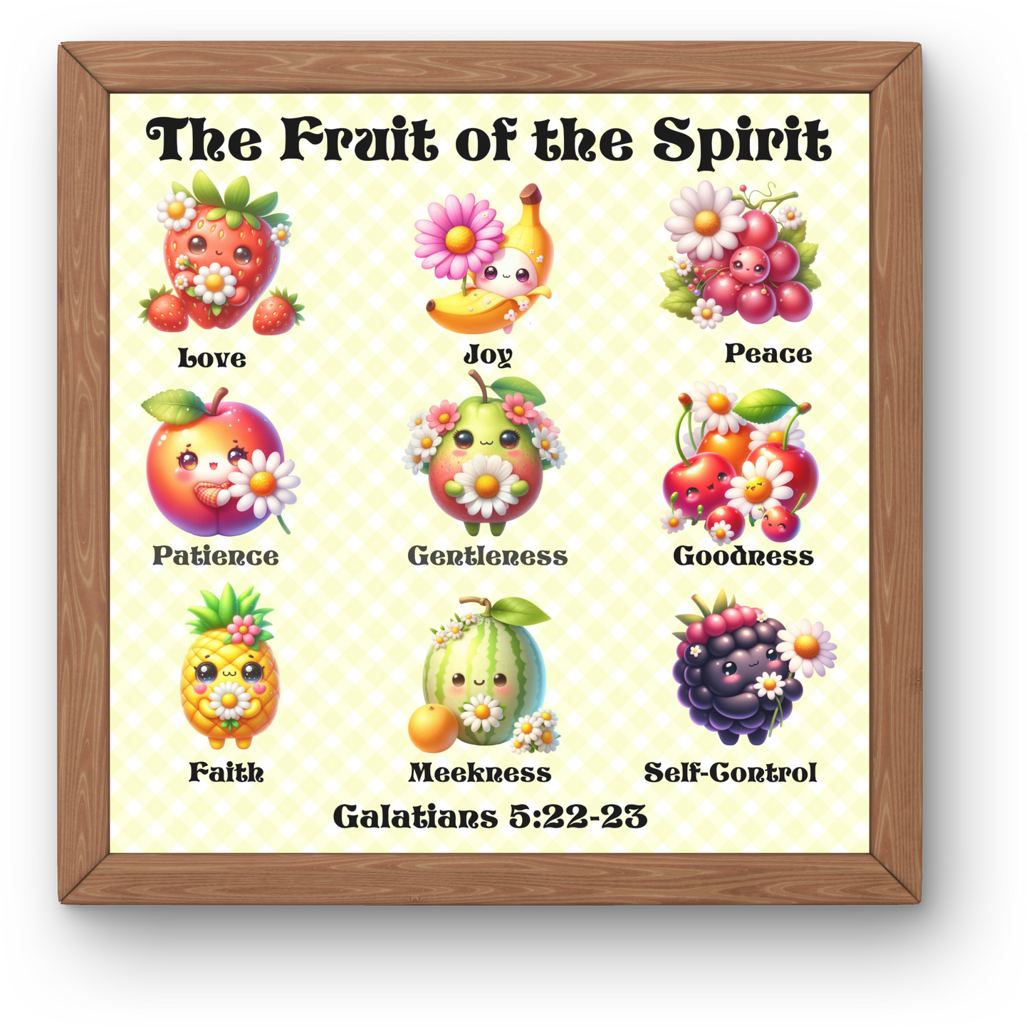 Cute Artful Fruit of the Spirit Art For Children Digital Downloadable Print