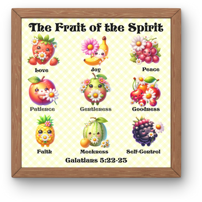 Cute Artful Fruit of the Spirit Art For Children Digital Downloadable Print